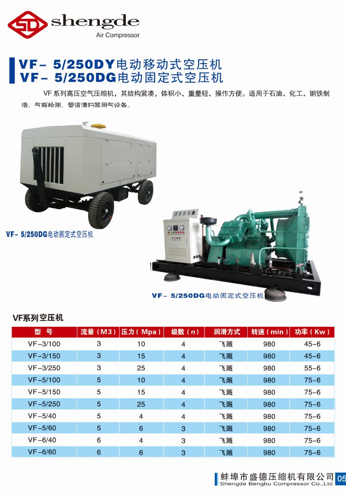 盛德VF-5/250DY/DGVF系列高压空压机